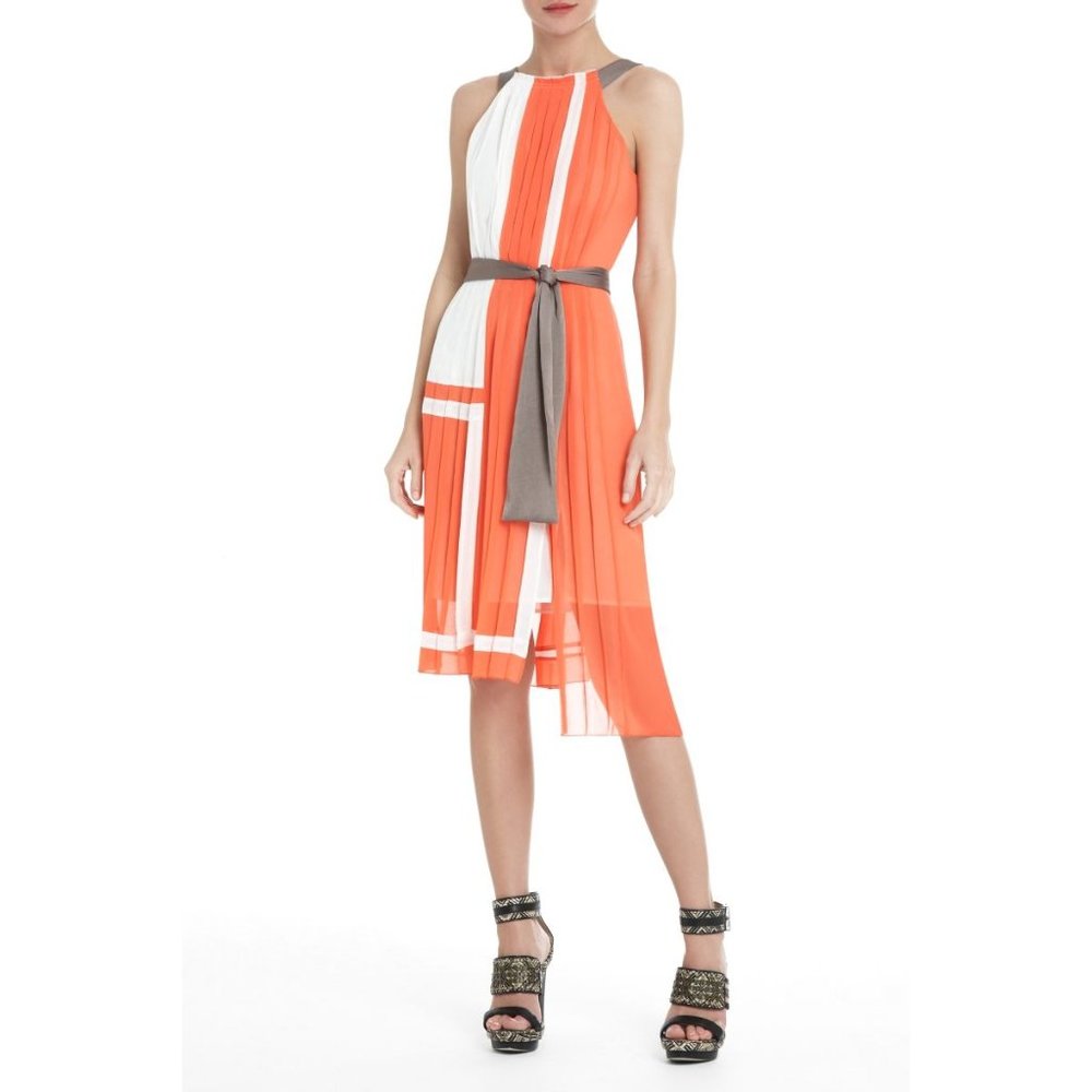 BCBGMaxazria Runway Asymmetrical pleated dress